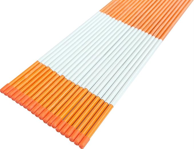 FiberMarker Reflective Driveway Makers 48in Orange 10-Pack 5/16-Inch Dia Solid Snow Pole Reflective Snow Stakes for Roadway