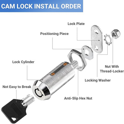Cam Locks RV Storage Keyed Alike, 1-1/2" Fits 1-1/4" Max Door Thickness, Compartment Locks for Camper Trailer Cabinet With Keys (1-1/2 Inch 6Pack)