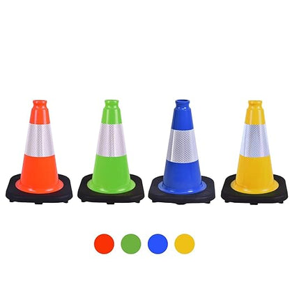 8 Pack 12 Inch Blue Safety Cones Durable with Black Base, Driveway Markers, Skating Practice, Pet Agility Training, Parking Lot Use (8, Blue, 12 Inch)