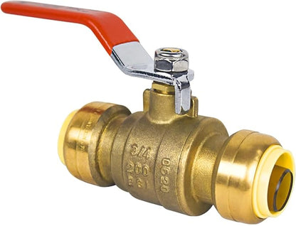(Pack of 5) AB 3/4 Inch Push to Connect Ball Valve, 3/4 Inch Water Shut Off Valve with Disconnect Clip, Full Port Push Fit Ball Valve for Copper, CPVC,PE-RT and PEX Pipe, UPC Certified