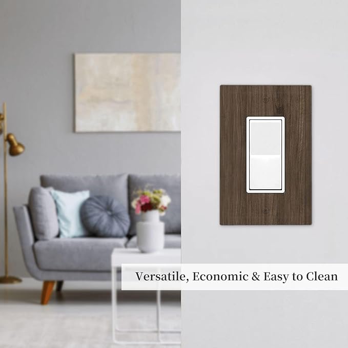 Decorative Outlet Covers Rustic Walnut Wood Grain 1 Gang Single Rocker Light Switch Cover Plate GFCI Wall Plates Electrical Switch Plate Cover for Farmhouse Cabin Decor