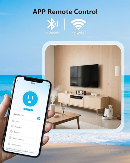 DAYBETTER Smart Plug 15A/1800W, Smart Plugs Compatible with Alexa and Google Home, 2.4GHz WiFi Bluetooth Alexa Smart Plugs, Smart Outlet with APP Control, Timer & Schedule, 2Pack