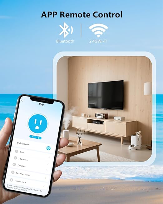 DAYBETTER Smart Plug 15A/1800W, Smart Plugs Compatible with Alexa and Google Home, 2.4GHz WiFi Bluetooth Alexa Smart Plugs, Smart Outlet with APP Control, Timer & Schedule, 4Pack