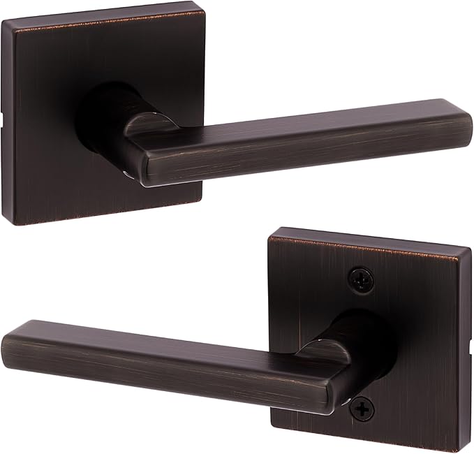Kwikset Halifax Interior Passage Door Handle, Lever For Closet and Hallway Doors, Reversible Non-Locking Handle Lever, Venetian Bronze, with Microban Protection