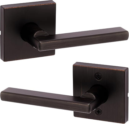 Kwikset Halifax Interior Passage Door Handle, Lever For Closet and Hallway Doors, Reversible Non-Locking Handle Lever, Venetian Bronze, with Microban Protection