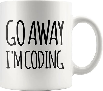 Panvola Go Away I'm Coding Coder Gift Computer Programming Programmer Student Graduation Birthday Valentines Christmas Drinkware Novelty Coffee Ceramic Mug White 11 oz White
