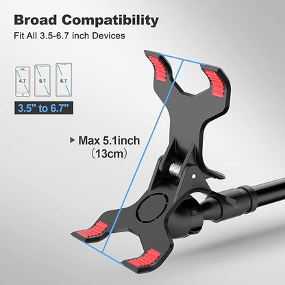 Gooseneck Cell Phone Holder, Universal 360 Flexible Phone Stand Lazy Bracket Mount Long Arms Clamp for Phone 13 Pro Xs Max XR X 8 7 6 6s Plus and Other 3.5~6.7'' Device (Black)