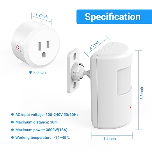 SEHOMY 3 Pack Motion Sensor Switch for Bathroom with Plug, PIR Infrared Indoor Motion Activated Detecor Switch Bedroom No Pair Required, Works with lamp exhaus, Motion Detection Sensor Switch lamp