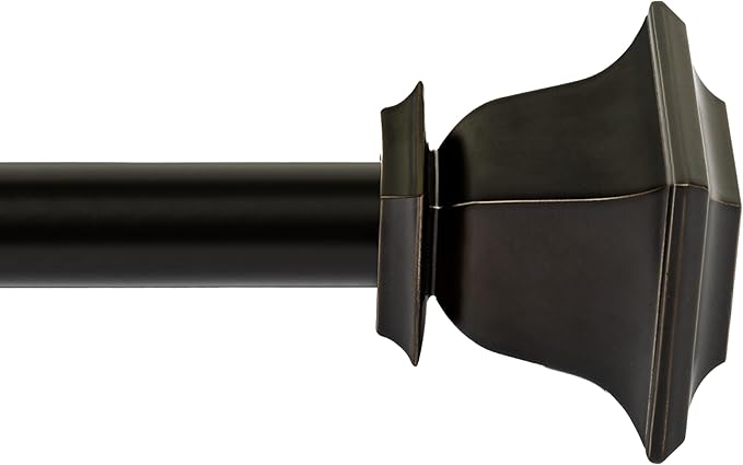 Deco Window Adjustable Curtain Rod for Windows 18 to 44 Inch (Pack of 1) Extendable Heavy Duty 1 Inch Iron Drapery Pole with Finials Wall Mounted French Door Curtain Rods (Bronze)