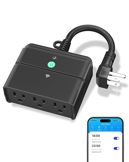 BN-LINK Smart Wi-Fi Outdoor Smart Plug, Heavy Duty Wi-Fi & Bluetooth Smart Plug with 3 Outlets, Alexa Smart Plugs for Alexa Devices & Google Assistant, Weatherproof IP44, No Hub Required, ETL Listed