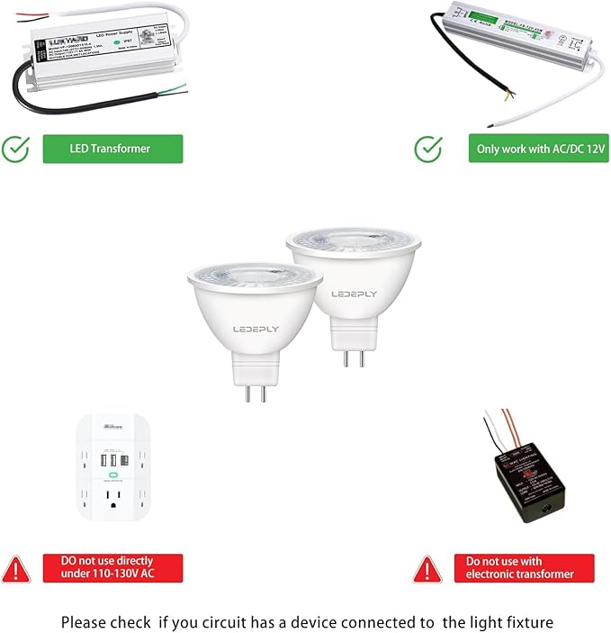 Zigbee MR16 LED Smart Bulb, Hub Required, Compatible with Phi*Lip*s Hu*e*, Alexa, Google, & ConBee, 5W =50W, GU5.3, Dimmable, AC/DC 12V, Color Changing & Tunable White, 2-Pack