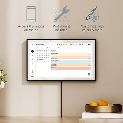 Digital Calendar, 15.6 inch Wall Planner & Chore Chart, Rechargeable Full HD Touchscreen Display, Portable Smart Family Organizer, Event Planner, Desk and Wall mountable, No Subscription, Christmas Gifts for Dad Mom