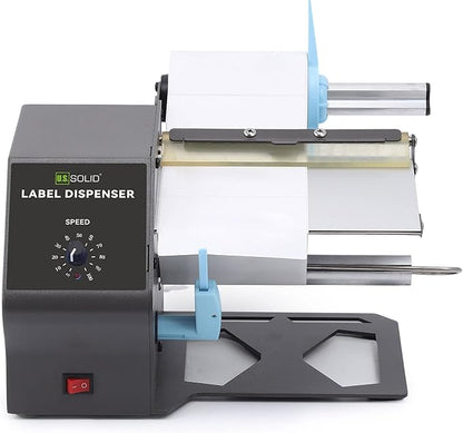 U.S. Solid Automatic Label Dispenser for Rolls and Fanfold Labels - Translucent and Opaque - Adjustable Speed - Core Sizes 1", 1.5", 3" - Width 0.2-7 in - Length 0.2 in-∞