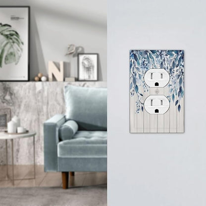 Eucalyptus Rustic Watercolor Plant Outlet Covers 1 Gang Duplex Light Switch Cover Decorative Switch Plates Electrical Receptacle Faceplate Wall Plate For Farmhouse Home Decor
