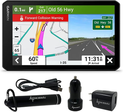 Wearable4U - Garmin RV Cam 795, Large, Easy-to-Read 7 GPS Navigator, Built-in Dash Cam, Automatic Incident Detection, Custom RV Routing with Power Pack Bundle