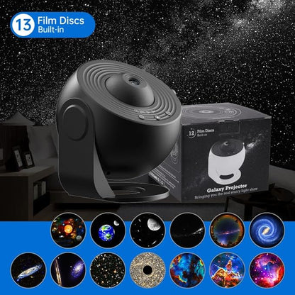 Star Projector,Rusoso Planetarium Galaxy Projector,Popular Science Projector lamp 4K HD 13PCS Film Discs Nebula Ceiling Starry Skylight Light,for Kids Adults Ceiling Bedroom Living Room,Party