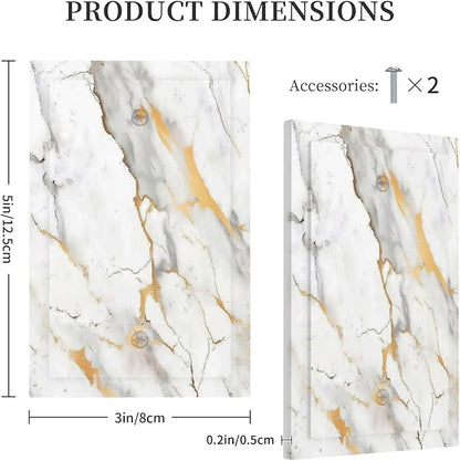 Light Switch Cover Plate Marbling Style White Background Gold Gray Stripes 1 Gang No Device Blank Electrical Wall Plates Faceplate Decorative Switch Plate For Bathroom Kitchen Decor