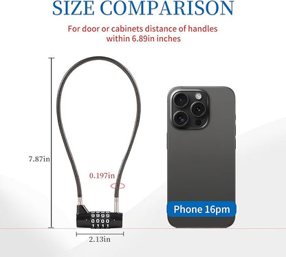 Combination Lock with Long Cable Durable Flexible 4 Digits Combo Locks 7.5” Locker Lock for Gym Locker School Cabinet Barn Gates/Sheds/Pet Cages Backpack Suitcase (7.5")