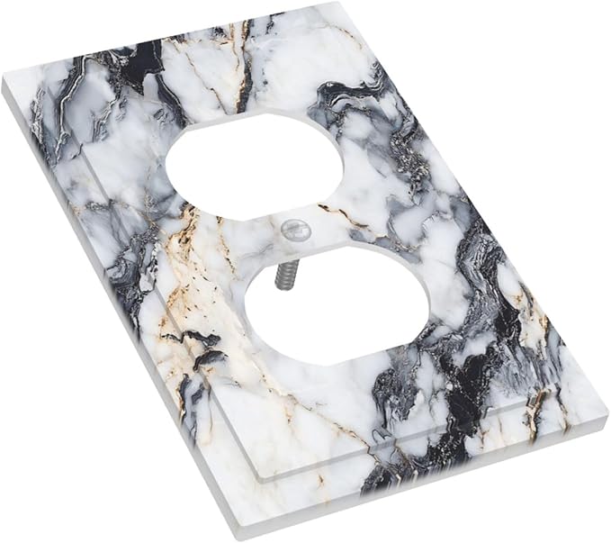 Outlet Covers Black Gold Marble Abstract Modern Luxury 1 Gang Duplex Light Switch Cover Plate Decorative Switch Plate Covers Electrical Socket Cover for Bedroom Home Decor