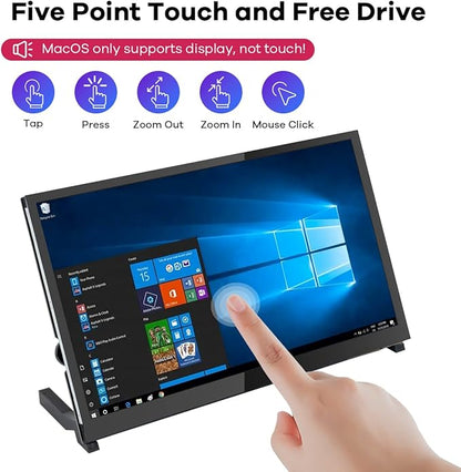 10.1" IPS LCD Capacitive Touch Screen HDMI Display Portable Monitor 1024X600 Built-in Dual Speakers for Raspberry Pi 5/4/3 Xbox PS4 Windows 7/8/10