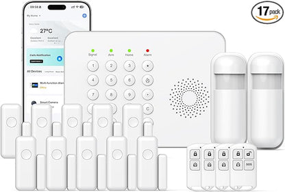 Wireless Home Security System WiFi/4G Home Alarm System with Phone APP Alert | Voice Control | No Subscription Fees | 24/7 Monitoring | Alexa Compatible