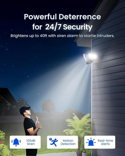 REOLINK Elite Floodlight WiFi with Plug-in Power Cable, 4K 8MP 180° Panoramic Floodlight Camera, Adjustable 3000 Lumens Spotlights, AI Video Search, Dual-Band Wi-Fi 6, 24/7 Recording, No Monthly Fees