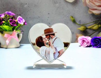 Crystal Custom Color Picture - Personalized Heart Shape Crystal Photo Frames, Birthday, Anniversaries, Wedding Gifts, Gifts for Girlfriend, Mother, Couples, Husband, Wife, Women, Her, Parents