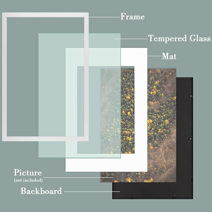 Golden State Art, 16X24 Picture Frame with Mat for 12X18 - High Definition Glass Wall Mounting Horizontal Vertical Display (White, 2 Pack)