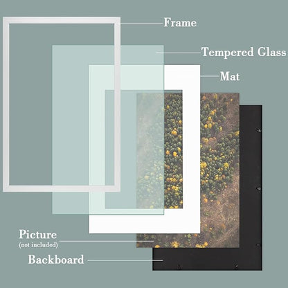 Golden State Art, 16X24 Picture Frame with Mat for 12X18 - High Definition Glass Wall Mounting Horizontal Vertical Display (White, 2 Pack)