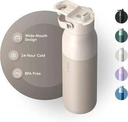 LARQ Bottle Swig Top 34oz - Insulated Reusable Stainless Steel Water Bottle With Built-In Silicone Handle | BPA Free | For Sports, Gym, and Travel | Mojave Dune