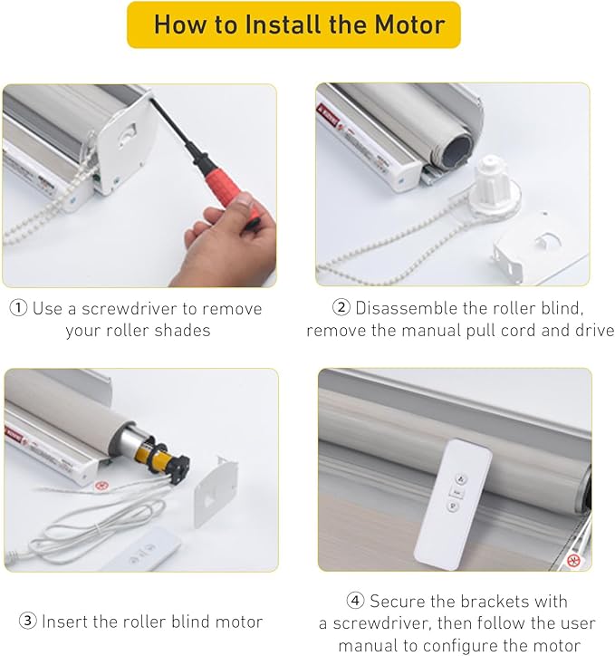 Smart Tuya WiFi Blinds Motor, AC100-240V Plug-in for 1.5"/38mm Shade Tubes, Compatible with Alexa/Google Home, APP & Timer Control, No Hub Required - Idea for Zebra, Roman, Roller Shades
