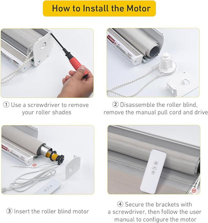 Smart Tuya WiFi Blinds Motor, AC100-240V Plug-in for 1.5"/38mm Shade Tubes, Compatible with Alexa/Google Home, APP & Timer Control, No Hub Required - Idea for Zebra, Roman, Roller Shades