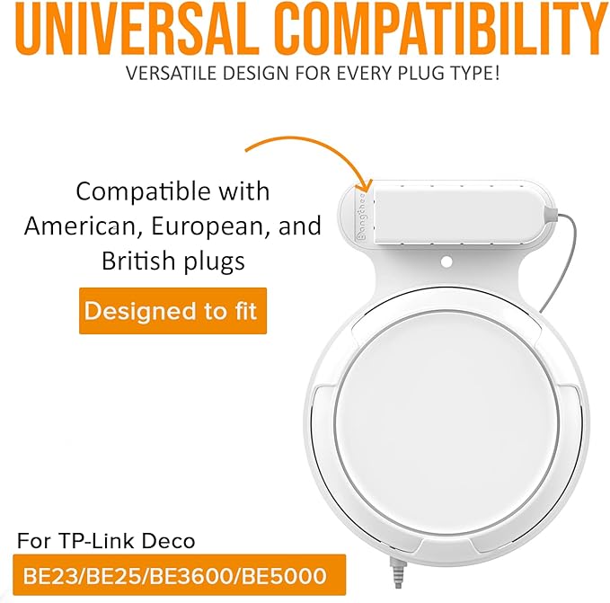 Wall Mount Bracket for TP-Link Deco BE23/BE25/BE3600/BE5000 Mesh WiFi 7 System Network and Power Cord Management Space-Saving TP-Link WiFi 7 Router Wall Mount Bracket (White-3Pack,White)
