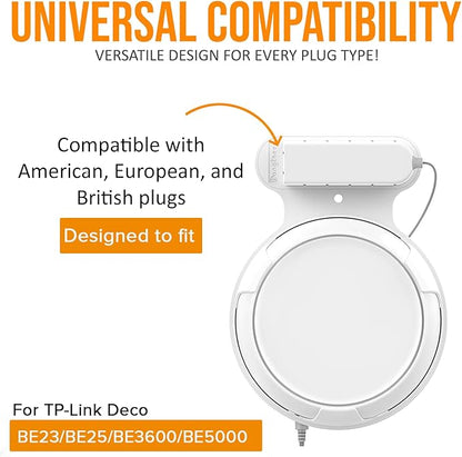 Wall Mount Bracket for TP-Link Deco BE23/BE25/BE3600/BE5000 Mesh WiFi 7 System Network and Power Cord Management Space-Saving TP-Link WiFi 7 Router Wall Mount Bracket (White-2Pack,White)