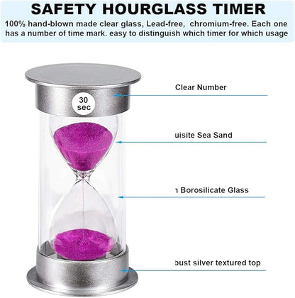 SuLiao Large 30 Sec Sand Timer, Colorful Unbreakable Hourglass, Plastic Purple Sand Watch for Kids Games & Classroom