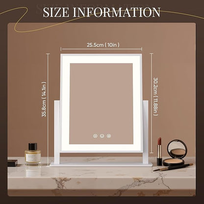 DECADENCE Makeup Mirror, 14’’ LED Vanity Mirror with Lights Detachable 10X/5X Magnification, 3 Color Lighting Modes,Smart Touch Control,360°Rotation Tabletop Make Up Mirror for Bedroom Bathroom