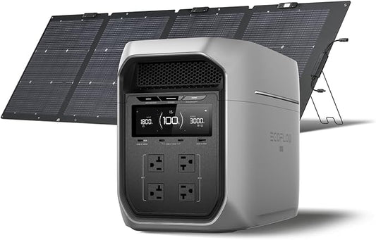 EF ECOFLOW Portable Power Station DELTA 3 MAX Plus with 220W Solar Panel, 3000W Max Output, Fast 0–80% Recharge in 64mins, Reliable Home Backup & RV Camping