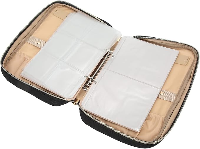 JTLB Portable Jewelry Organizer Travel Case with Clear Bags for Earrings, Necklaces - Compact Storage Roll in Black