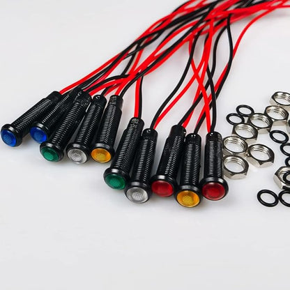 10pcs LED Plastic Indicator Pilot Light 110VAC Mounting Hole Size 6mm(Red/Orange/Blue/Green/White)