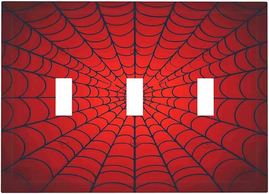 Red Spider Web Black Line Simplicity Decorative Switch Plates 3 Gang Wall Plate Triple Toggle Light Switch Cover Faceplate Electrical Wall Panels For Kids Room Home Decor
