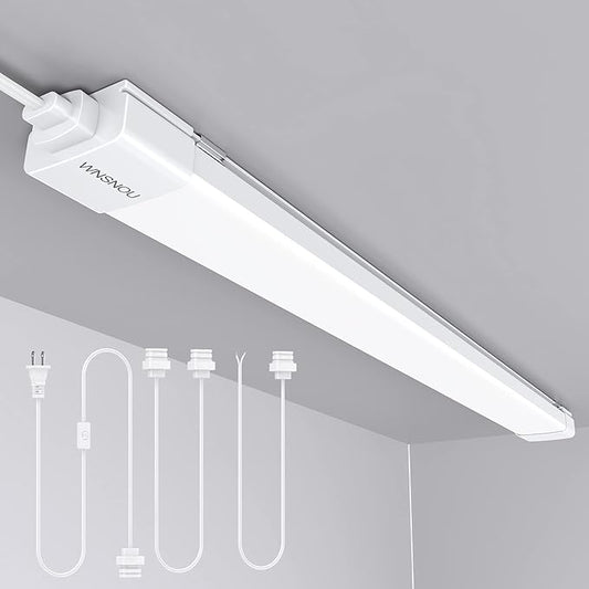 LED Shop Light With Plug, 4FT Waterproof Linkable Tube, 36W Cabinet Lighting 5000K Wired Electric Ceiling With ON/Off Switch, 4000LM Closet Light for Workshop, Room