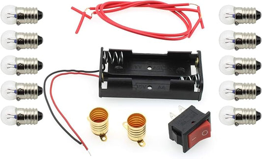 FDXGYH Electrical Circuit Experiment Kit 1set DIY Circuit Experiment Small Bulb Lights up kit Battery Box Lamp Holder Switch for Home School Educational Kit