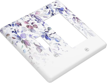 Purple Eucalyptus Watercolor Floral Rustic Leaf Outlet Covers 1 Toggle 1 Rocker Combination Decorative Wall Plate Electrical Switch Plates Light Switch Cover Plate for Farmhouse Home Decor