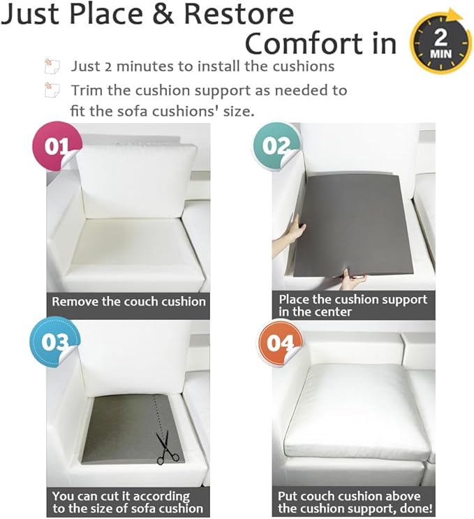 Couch Cushion Supports for Sagging Seat 22'' x 22'' High Density 40D Curved Foam Sofa Cushion Support Under The Saggy Pads Firmer Foam Lifters for Saggy Couch (Grey (Set of 1), 22 Inch * 22 Inch)