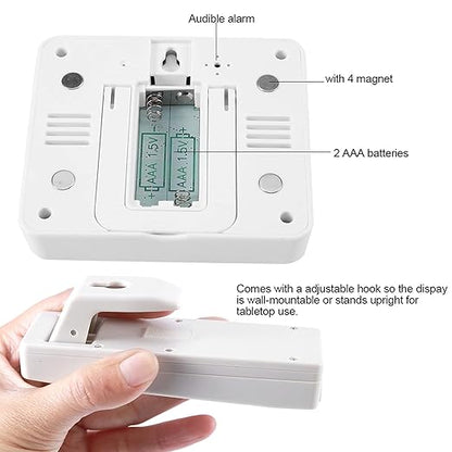 Fridge Thermometer, Digital Refrigerator Freezer Thermometer Monitor with 2 Sensors with Audible Alarm, for Indoor and Outdoor Use, Easy to Read LCD Display