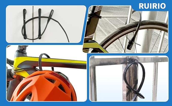 Zip Tie Lock Adjustable Cable Lock for Kids Bike, Fridge, Scooter, Bike Rack, Cabinets, Drawers, Gates, Fences, Helmet,Toolboxes, Lightweight Bicycle Lock, 2 Pack (Black)