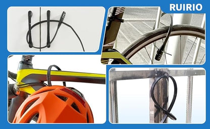 Zip Tie Lock Adjustable Cable Lock for Kids Bike, Fridge, Scooter, Bike Rack, Cabinets, Drawers, Gates, Fences, Helmet,Toolboxes, Lightweight Bicycle Lock, 2 Pack (Black)