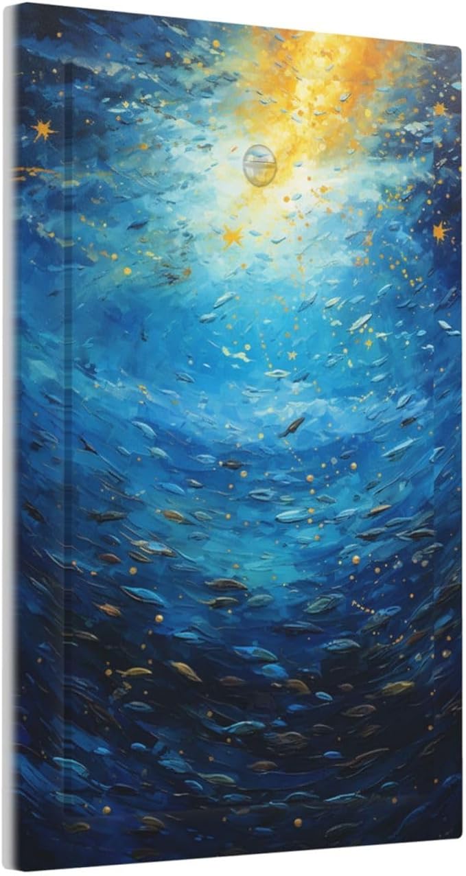 Light Switch Cover Plate Dream Ocean Underwater World Fish Shoal 1 Gang No Device Blank Electrical Wall Plates Faceplate Decorative Switch Plate for Kids room Nursery Decor