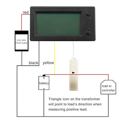 DROK Battery Monitor, Amp Volt Power Watt Meter DC 0-300V 200A STN LCD Display Panel Meter, Current Voltage Energy Capacity Ammeter Voltmeter Multimeter Gauge with Hall Sensor, 2.5m Shielde