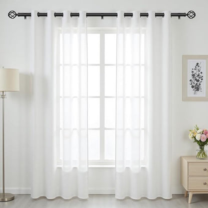 Curtain Rods for Windows 72 to 144, 1 Inch Adjustable Decorative Long Black Curtain Rod with Twisted Cage End, Modern Heavy Duty Outdoor Drapery Rods for Patio, Telescoping Splicing, Size 32" - 150"